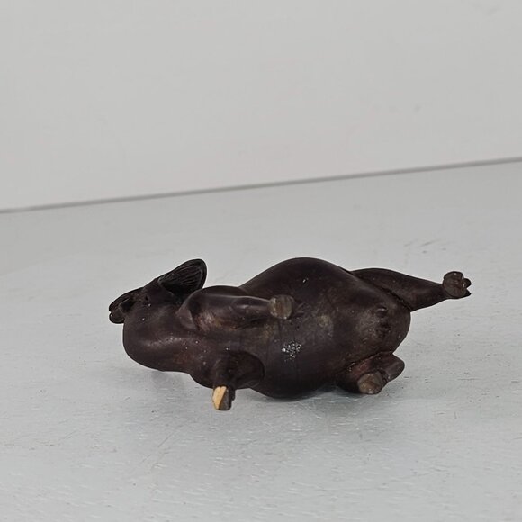 Vintage Hand-Carved Wooden Goat Ram Figurine Horned *FLAW* - Picture 5 of 8